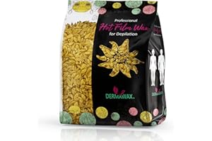 ‎DERMAWAX Dermawax 500 g Natural Honig Wachs Wachsperlen mit Kokosnussöl zur Haarentfernung Waxing Perlen Gesicht Augenbrauen Achseln Beine Arme Bikini- Intim Bereich Brazilian Waxing Enthaarung Wax