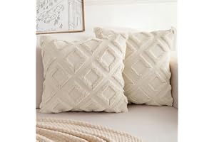 TOCOMOA 2 poszewki na poduszkę w stylu boho 40 x 40 cm, beżowe - puszyste, ozdobne poszewki na poduszki z poliestru, dekoracyjna poszewka na poduszkę na sofę, do sypialni