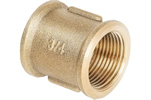 HYDROBIL Manicotto in Ottone Massiccio 3/4" BSP (24,1mm) Femmina x 3/4" BSP (24,1mm) Femmina, Raccordo Idraulico per Tubi d'Acqua, Raccordi e Connessioni Filetatti, 10 Bar, Temp. Max. 95°C