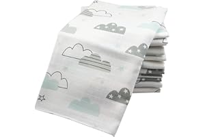‎M.M.C. Spit-Up Muslin Cloths, Baby Nappies, Cotton, 80 x 70 cm, Oeko-Tex, Pack of 10