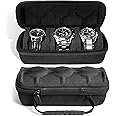 Sounce Travel Watch Case Organizer Watch Box With Zipper Heavy Duty Nylon Exterior, Travel Friendly Case Fits all Wristwatches & Smart Watches Up To 60MM Compatible for Apple Watch (3 Slots)