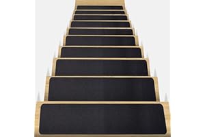 NAUDILIFE Tappetino per scale 20 x 76 cm (14 pezzi), tappetino antiscivolo per scale interne, adatto per gradini in legno, per gradini, adatto per bambini, sicuro e maneggevole!