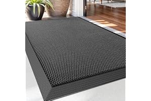 DEXI Felpudo Entrada Casa 43 x 76 cm, Alfombra Antideslizante, Absorbe Suciedad y Humedad, Fácil de Limpiar, Impermeable Alfombrillas para Puerta de Interior y Exterior, Balcón,Jardín, Negro