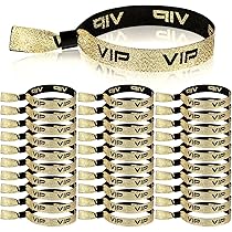 Braccialetti VIP In Tessuto - 50 Pezzi, Oro E Nero, 35x1.5 Cm, Per Feste E Eventi