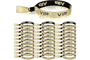 Aoriher 50 Stück VIP Stoff Einlassbänder VIP Eintrittsbänder Goldene Eintrittsarmbänder Festival Bändchen Partybänder für Geburtstag Hochzeit Party Eventbänder für Konzerte Ausstellung Ball Kino