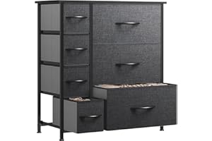 ‎YITAHOME YITAHOME kommode mit Schubladen, Schrank mit 7 Schubladen aus Stoff, Aufbewahrungskommode Industrial Stil für Schlafzimmer, Wohnzimmer,Flur, Schwarz Aufbewahrungsschrank