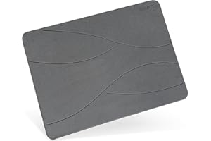 Dikots Diatomite stone Bath Mat quick dry - Dark grey 60 x 40 cm non slip anti mould Mat - Natural earth friendly diatomaceous earth quick dry mat - Multipurpose stone drying mat for kitchen
