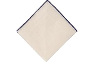 Hell Blues Men Pocket Square Linen Off-white with Color Embroidered Edge ~ Suit Accessories For Wedding, Formal event 24cm x 24cm
