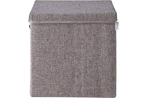 LIFENEY Aufbewahrungsbox mit Deckel in Grau I Faltbare Spielzeugbox passend für Würfelregale I Ordnungsbox für das Kinderzimmer I Aufbewahrungskorb Kinder