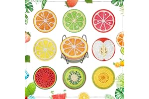 RICUVED 8 Pièces Kits de Peinture Diamant Série Fruits sous-Verres Bricolage Kit d'art Diamant pour Adultes Diamond Painting Dessous de Verre-Verres de Table pour Adultes Enfants Artisanat