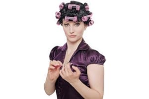 WIG ME UP- 4204-P103 Peluca Negra Carnaval Halloween rulos ama de casa Trashy Drag Queen 4204-P103