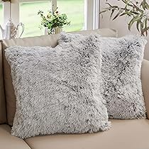 Cheer Collection Throw Pillows for Couch and Bed, Soft Shaggy