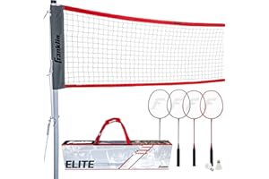 Franklin Sports Badminton Net Sets - Outdoor Backyard + Beach Badminton Net + Equipment Set - (4) Rackets + (2) Birdies + Portable Net Included - Adults + Kids Set