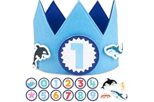 BONNYCO Corona Compleanno Numeri Intercambiabili 0-9 e Personaggi a Tema Regali Compleanno 1 Anno Bimbo, Corona Compleanno Bambina, Decorazioni Compleanno, Carnevale