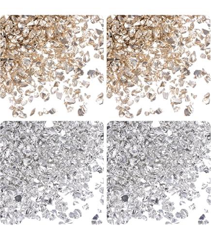 Kozelo Éclats De Verre Concassé - [2-4mm X 20g] Verre Métallique Irrégulier Brun Foncé Pour Décoration DIY Et Utilisation En Nail Art, Surface Électroplaquée