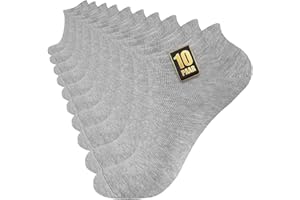 Niorasen 10 Par Krótkich Skarpetek Męskich Damskich - Letnich Krótkie Skarpetki Unisex - Oddychające Skarpetki Niewidoczne - Bawełna Czarna, Biała Szara