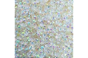 MajorCrafts 3000pcs 3mm ss12 Transparent AB Flat Back Round 14 Facets Resin Rhinestones Arts and Crafts Embellishment Gems (Transparent Clear AB C44)