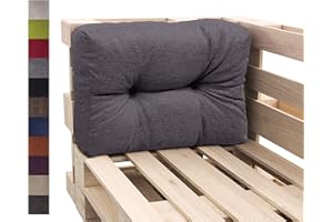 sunnypillow Palettenkissen für Gartenmöbel - Rückenkissen 60 x 40 cm - Rückenpolster für Bett und Sofa - Palettenpolster für Palettenmöbel - Gesteppte Gartenkissen - Rückenlehne, Kissen Anthrazit