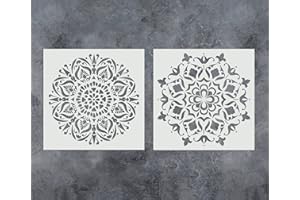 G GSS DESIGNS GSS Designs Pack of 2 Mandala Stencils Set 12x12 Inch(305x305mm) - Painting Stencils for Wood Wall Furniture Floor Tiles Glass Fabric (SL-013)