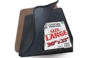 iPrimio 30" x 23" Cat Litter Mat: Large Litter Trapper Mat for Clean Homes, Litter Tray Mat for Housetraining Cats with Exclusive Urine/Waterproof Layer, Washable Silicone Cat Litter Tray Mat - Black