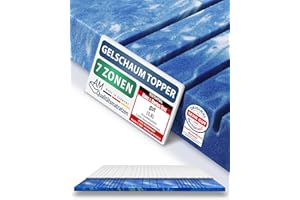 AM Qualitätsmatratzen 7 Zonen Deluxe Gel Topper 180x200cm RG50 - Made in Germany - Atmungsaktiver Gelschaum Topper 180x200-8cm - Kühlende Matratzenauflage mit Lyocell Bezug und Anti-Rutsch Funktion