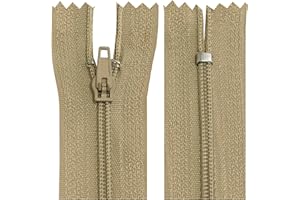 Aerzetix - C63466 - Set di 10 Cerniere Lampo a Spirale N°3 Non separabile 40cm in Nylon - cursore autobloccante in Metallo - Colore Beige Scuro - Abbigliamento Cucito Pantaloni merceria