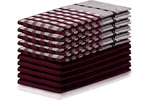 DecoKing Strofinacci da Cucina, Cotone, Borgogna e Nero, Set da 10