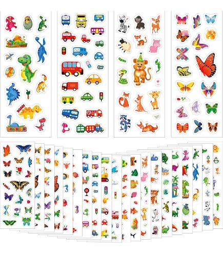 30 Feuilles Autocollants Enfants Jinpojun - 1400+ Stickers Cœurs, Étoiles, Pois