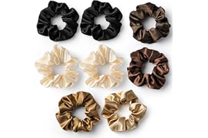 VONSERA Lot de 8 Chouchou Cheveux Femme, Chouchous en Satin Soie Doux Anti-Casse, Elastique Accessoire Coiffure Femme & Fille, pour Queue de Cheval & Chignon, (6 couleurs, 9 cm)