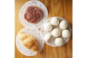 RUIYWEN 100 Fogli di Carta Tonda Diametro 20cm con Fori Carta da Forno Antiaderente per Cottura a Vapore Steam per Friggitrice ad Aria