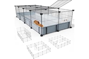 BUCATSTATE 20 Panels Guinea Pig Cages, Rabbit Cage Indoor with Waterproof Mat, 140L x 60W x 30H Small Animal Cage with Door for Guinea Pigs, Bunny, Hedgehogs, Chinchillas