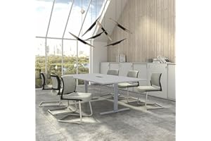 Weber Büro Easy Tavolo da conferenza, 240 x 120 cm, grigio perla con elettrificazione, tavolo riunioni, colore struttura: argento