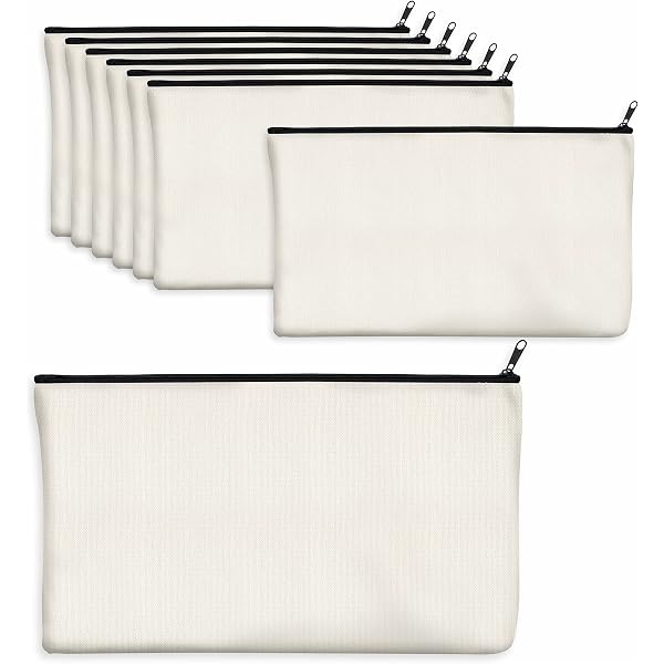 10 Stück DIY Kosmetiktaschen Aus Canvas – 21x13 Cm, Mit Reißverschluss, Zum Bemalen