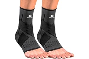 NativoDex Stabilizacja i zapobieganie skręcaniu, wsparcie i kompresja dla urazów kostki, sport z regulowanym rzepem (czarny) (para), L