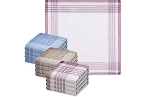 JEMIDI Fazzoletti Cotone Uomo - Set di 12 Fazzoletti Stoffa - Fazzoletti per Naso Taschino Collo - 40 x 40 cm - 100% Cotone - Crema con Bordi Multicolore