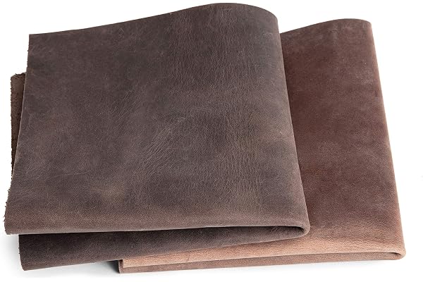 Peau de vache rétro vintage | Marron Foncé | Effet pull-up, cuir graissé, cuir épais, cuir aspect antique | Maroquinerie, pour l'artisanat, le rembourrage, la décoration | morceaux de cuir | Format A5