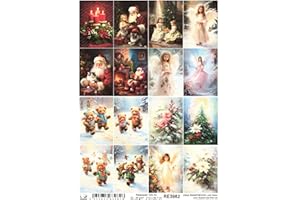 Josys Bastelmärchen Reispapier A4 Strohseide Decoupage Weihnachten Engel Teddys Santa Claus RE3982