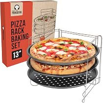 5 Teglie Per Pizza Perforate 30,5 Cm – Acciaio Al Carbonio Antiaderente – Crosta Croccante E Cottura Uniforme