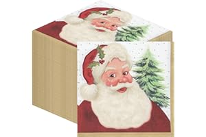 TALKING TABLES 100 x Christmas Napkins Paper-Traditional Santa Claus Disposable Xmas Serviettes Festive Family Friendly Tableware Decorations Red and White Vintage Cosy Nostalgic Vibe Designed in The UK 2ply 33cm