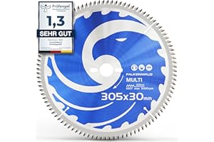 FALKENWALD ® Lama per Sega Circolare 305 x 30 mm - Ideale per Legno, Metallo e Alluminio - Compatibile con Bosch, DeWalt & ATIKA - Alta Qualità
