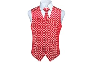 Enlision Gilet da Uomo Divertente Natale Festivo Babbo Natale Felice Gilet di Natale Cravatta Fazzoletto Gilet Set