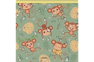 DreamRoots Tela impermeable por metros 600D 220g/m - Tela para tapizar sillas, cojines, sofas - Lona impermeable exterior 160 cm ancho - Tela para toldos exterior Monkey on Jungle 2M