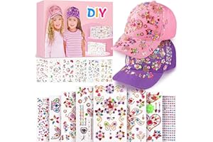 BuYupop Schulanfang Geschenke für Mädchen DIY Baseballkappe, Geburtstag Geschenk Mädchen 4 5 6 7 8 9 10 11 Jahre, Basteln Mädchen Baseballkappe Selbst Gestalten mit Edelstein und Einhorn Aufklebern