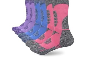 KOOOGEAR Walking Hiking Socks Women, Womens Ladies Thermal Sports Work Socks 4-7 Multipack Thick Warm Cushioned Anti Blister Trekking Cycling Colourful Black Cotton Socks 3 Pairs