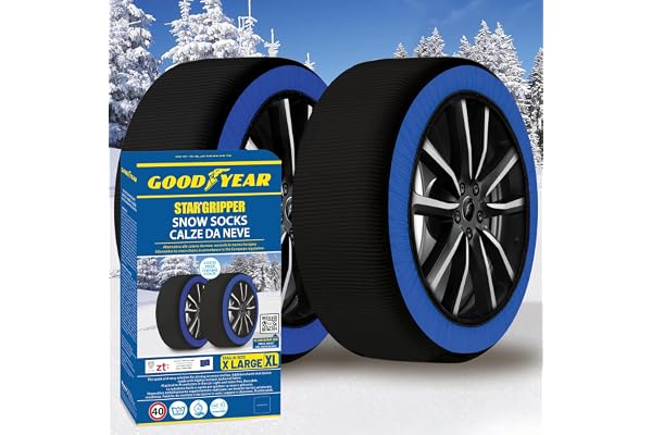Chaussettes de neige GoodYear Star Gripper homologuées Italie EN 16662-1:2020 Deux chaînes à neige en tissu pour voiture. Snow Sock Taille XL
