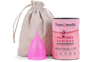 Trendmalls Reusable Menstrual Cup for Women | Medium- Size with Pouch | Ultra Soft, Odour & Rash Free|100% Medical Grade Silicone|No Leakage|Protection for Up to 10-12 Hours Pack of 1
