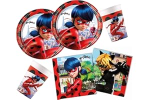 Procos Set per Feste di Compleanno per Bambini, Miraculous, Lady Bug, Cat Noir, Multicolore, 10133993