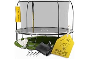 ‎FRIEDO PRODUCTS FRIEDO Trampolin Outdoor 305/366 cm (10/12ft) mit einklappbaren Stangen I Sicher & wetterfest I Nach EN71-14 Geprüft I Innenliegendes Netz, rostfrei & dick gepolstert