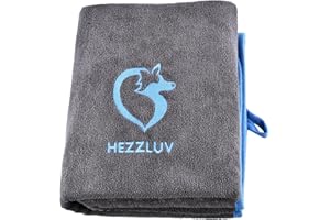 HezzLuv Asciugamano per Cani 130 X 75 Cm Asciugamano per Cani in Microfibra Assorbente con Tasche Asciugamano per Cani Ad Asciugatura Rapida per Cani, Gatti O Altri Animali Domestici (Blu)