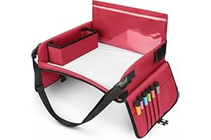 YOOFAN Kinder Knietablett Reisetisch – Vielseitiges Mal- und Spieltablett mit iPad-Fenster, 6 farbigen Stiften, Abnehmbarer Pappe und 4 Taschen für Bücher und Mehr